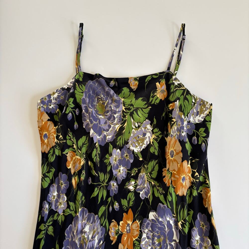 Farm Rio Capri Floral Mini Slip Dress Women’s Medium NWT Black Draped Neckline - Picture 3 of 8